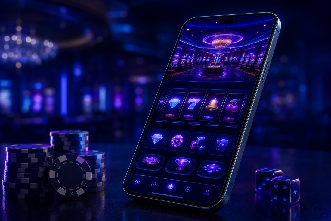 Very Well Casino App — abstract mobile lobby on a smartphone